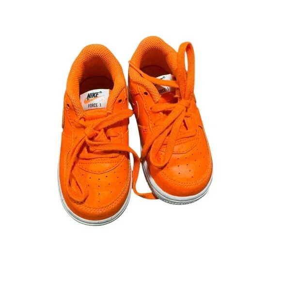 Nike Air Force 1 Neon Orange Sneakers Size 7C - Picture 9 of 10